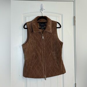 ZaZee Leather Brown Quilted Vest for Women Size Medium